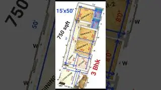 15'x50'HOUSE PLAN DESIGN|| 15X50 GHAR KA NAKSHA||750SQFT HOUSE PLAN|| Shorts #housedesigns