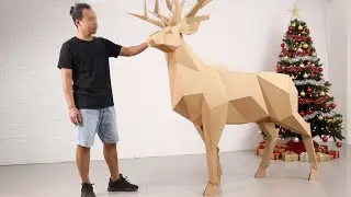 Я слепил из картона оленя в натуральную величину в стиле Low Poly.