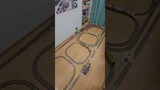 LEGO train extravaganza: 6-loop layout with freight and passenger precision!