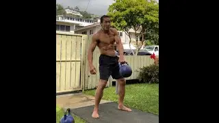 Day 233 FitPro Hawaii Workout-20 kg. Kettlebell Front Squats + Snatch Intervals-1/2/21, 2:38 pm
