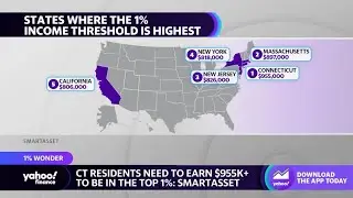 The top five states with the highest 1% income thresholds
