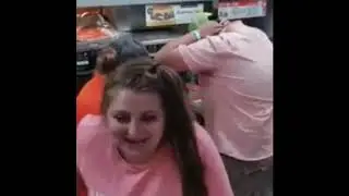 Mouse jumps into the food then fryer at fast food place Restaurant