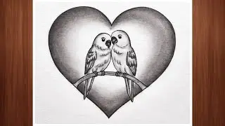 Cute Love Birds Drawing with Pencil | Easy and Beautiful Valentine Day Special Romantic Art