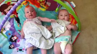 Playing with receiving blanket!