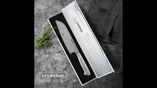 Hecef Santoku Knife 7 Inch Hammered Japanese Chopping Knife High Carbon Stainless Steel #fyp #chef