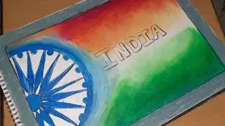 Creative drawing for 73rd independence day with oil pastels