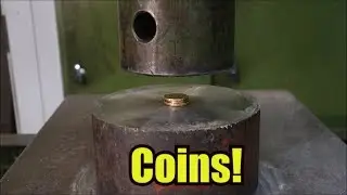 Crushing coins with hydraulic press
