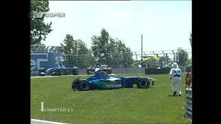 Montreal 2001 F1 GP: Irvine Heidfeld collision (Natural audio) [AI-enhanced]