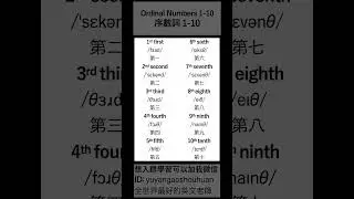 序數詞 1｜Ordinal Numbers 1