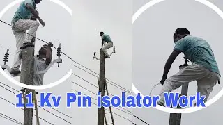 11 Kv Pin isolator Work !! electrical pole work #11kv #electrician  #technical #electricianwork 