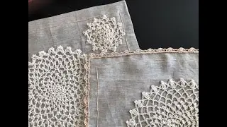 Sewing crochet doilies to placemat, and crochet edging/border