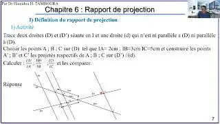 Mathématiques Niveau 3e _CHAPITRE 6 – Rapport de Projection