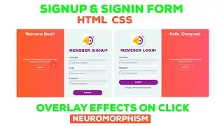 Sliding Sign in and Sign up form using HTML CSS   | Sliding Sign in or Signup form