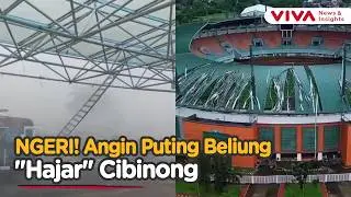 Warga Berlarian, Angin Puting Beliung Hantam Atap Stadion Pakansari