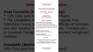 ITBP Animal Transport Recruitment 2024 | ITBP Animal Attendant Bharti 2024 | Eligibility criteria