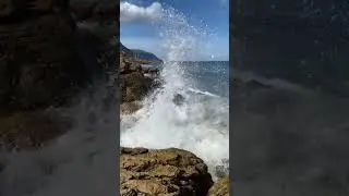 Waves crashing in slow-mo 🌊 #waves #crash #slomo #beach #capetown #dramatic #coastalviews