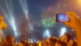 Moscow, Russia June 2018. Fireworks for students