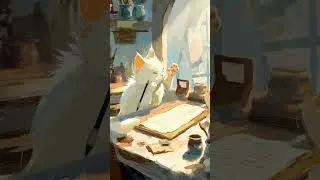 Cat writing notes Funny cats #animation#ai#kidds