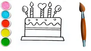 Cake drawing for beginners Step by step | Cake for kids | Coloring & Painting Toddler | Kids Art |