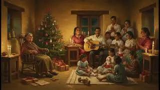 Vintage Mexican Christmas Art Scene | Christmas Eve | Nochebuena en Familia