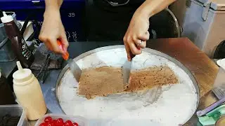 Brownie Mocha Ice cream Rolls l Thai Street Food #TKFoodSociety