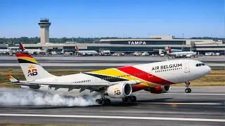 RARE Moment! Air Belgium Airbus A330 Lands at a Military Airport in Tampa, USA
