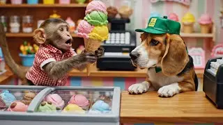 Baby Monkey Goes Shopping at Mini Mart and Cooks Yummy Gummy Orange Dish