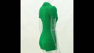 Casual Silm Fit Button Soild Flocking Short Playsuit For Women Fashion High Waist Sexy De Mujer Turn