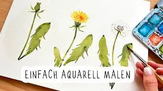 Einfache Aquarell Blumen malen - L&ouml;wenzahn Schritt f&uuml;r Schritt