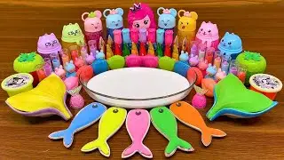 Slime Mixing Rainbow Glossy Slime &ndash; Makeup, Clay, Beads & Charms #53