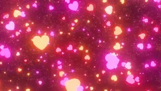 Neon Glowing Pink And Orange Hearts Falling Down From The Night Sky 4K VJ Loop Moving Background