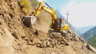 Difficult Hilly Work - Amazing JCB Backhoe Cutting Hill Road Track #excavator