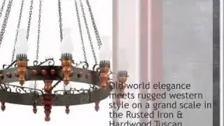 Rusted Iron & Hardwood Tuscan Style Chandelier - 13-Light - lonestarwesterndecor.com