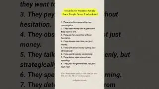 8 habits of wealthy people poor people never understand #shorts #wealth #mindset #poor  #knowledge