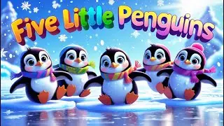 Five Little Penguins Sliding on the Ice | Fun Winter Nursery Rhyme for Kids