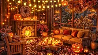 Cozy Halloween Jazz & Fireplace Sounds🎃Chill Autumn Caf&eacute; Vibes🍂 Halloween Study, Relax Playlist 2025