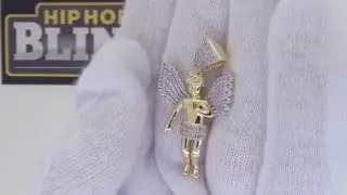 Gold CZ Cherub Angel Pendant | Mini Hip Hop Jewelry