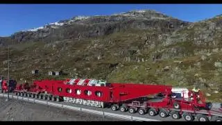Statkraft - Trafotransport fra Fj&aelig;ra over Haukelifjell og ned til Lio kraftverk