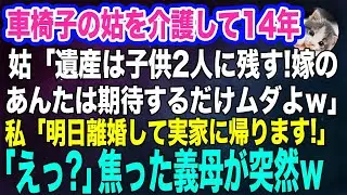 車椅子の姑を介護して14年…姑「遺産は子供2人に残す！嫁のあんたは期待するだけムダよｗ」私「明日離婚して実家に帰ります！」「えっ？」→焦った義母が突然…ｗ【スカッとする話・年金シニア生活】