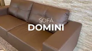 Sof&aacute; Domini 100% Couro - Aqui na Real Wood Home Store