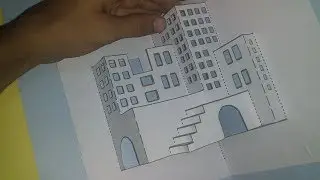 Kirigami building templates/ how to make paper building card/pop up card.
