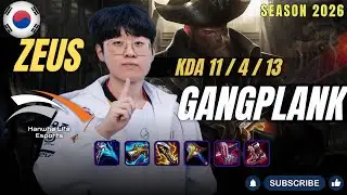 HLE Zeus GANGPLANK vs RUMBLE Top - Patch 26.1 KR Ranked | lolrec