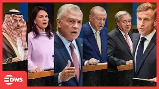 Macron, Erdoğan, Saudi FM, Jordon King, UNGA Chief & Pres. Address Gaza & Two-State Solution | AC1E