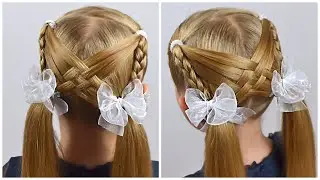 Прическа для школы с косичками и резинками. Прически для девочек |LittleGirlHair