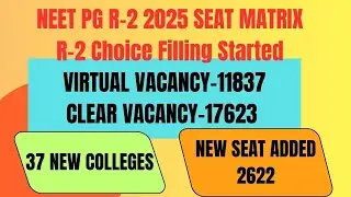 NEET PG 2025 MCC Seat Matrix Released & R-2 Choice Filling Started#neetpg2025