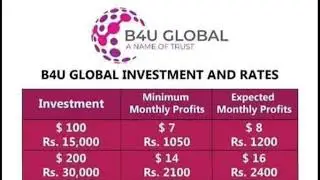 B4U Global Investment Plane and Their Rates || B4U Investment Profit || #B4U Investment Formula