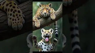 When the Jungle King Meets the Class Clown 🐆😂#jaguar#Hyena#animal