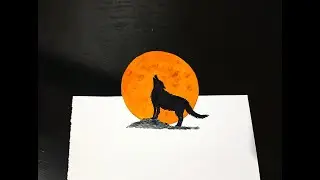 How to Draw a Wolf Howling at the Moonlight Scenery step by step for Beginners | 3D drawing art