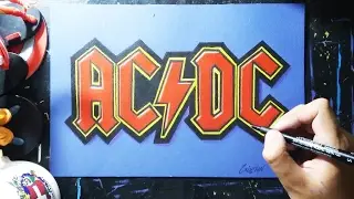 COMO DIBUJAR EL LOGO DE AC/DC (Pintura Acrilica) -How to DRAW and PAINT AC/DC LOGO | Speed Drawing