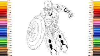 CAPTAIN AMERICA Coloring Pages | Captain Avengers END GAME Black Suit Coloring Pages